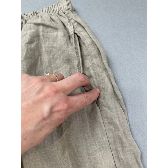 Cut Loose 100% Linen Lantern Pants Womens Small Beige Elastic Waist Made in USA - Picture 6 of 11